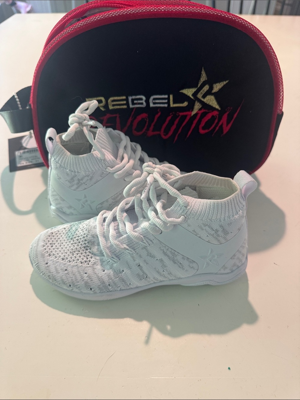 rebels White Knit High-Top Kids Sneakers